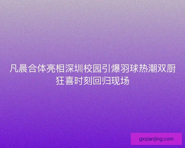 凡晨合体亮相深圳校园引爆羽球热潮双厨狂喜时刻回归现场
